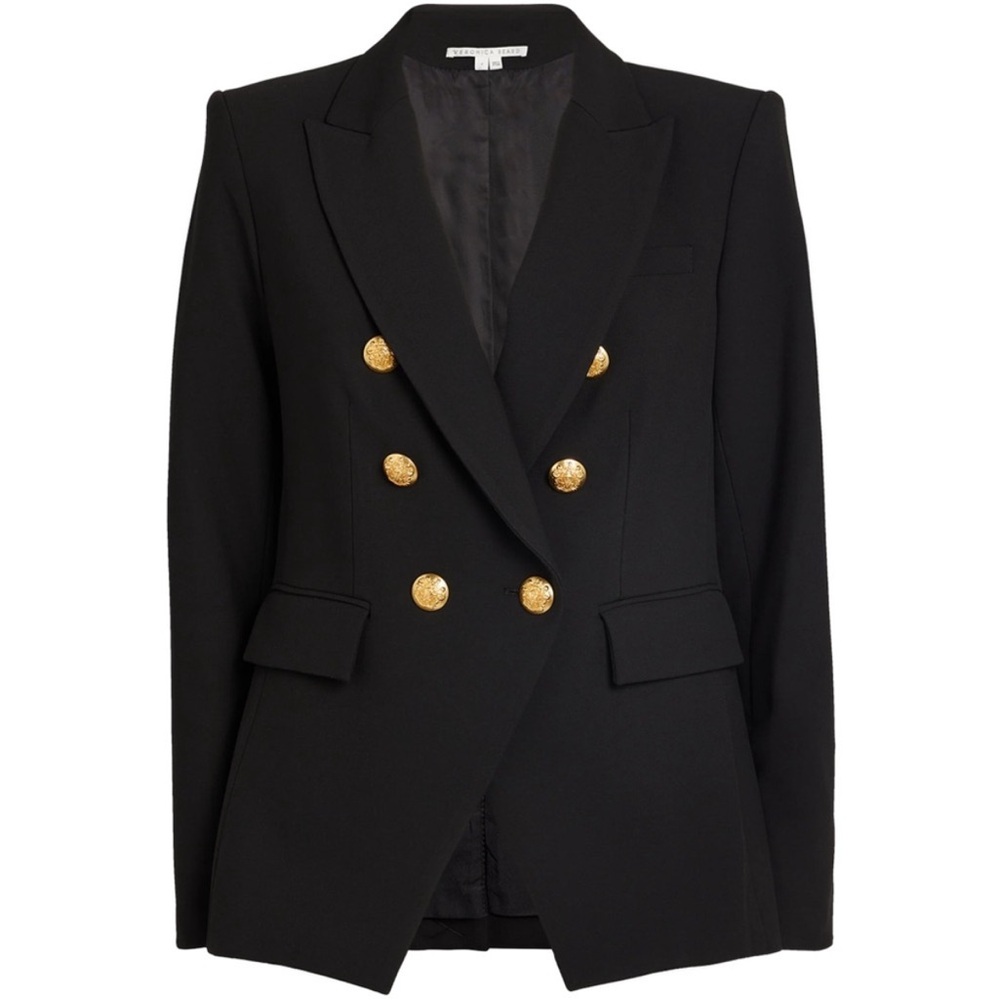 Veronica Beard Miller Dickey Jacket Black Double-Breasted with Gold Buttons - Picture 11 of 13